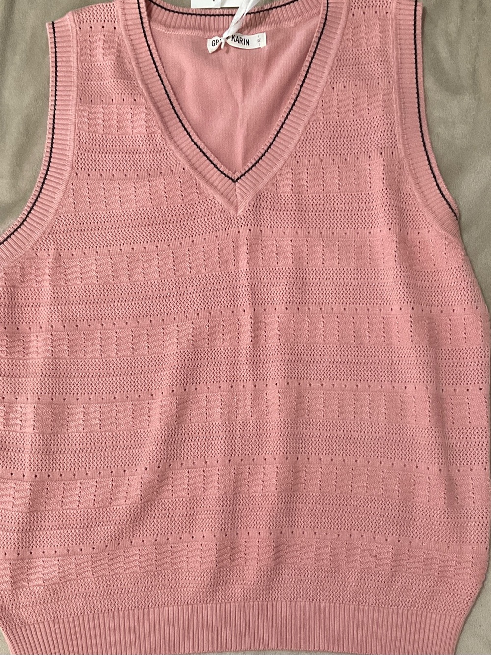 Grace Karin Pink V-Neck Knit Sweater Vest